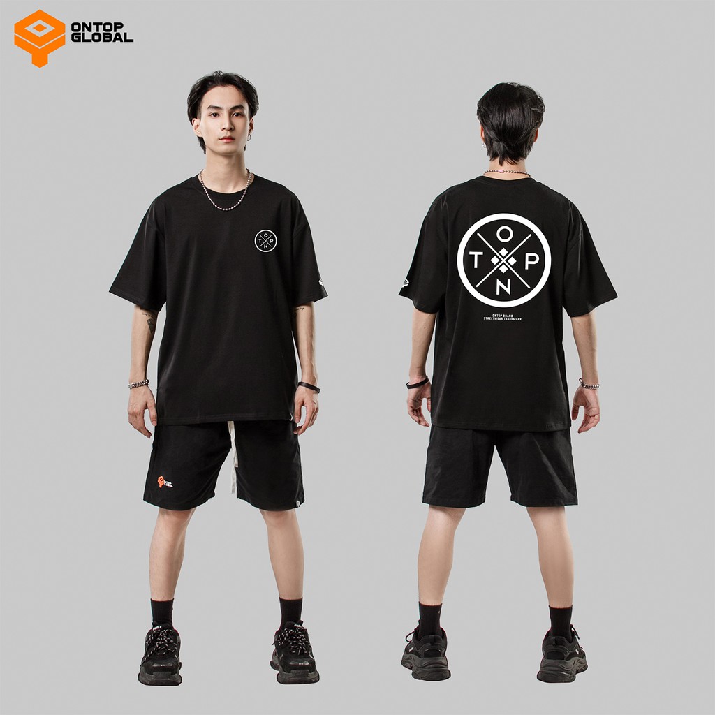 Áo thun local brand chính hãng ONTOP tay lỡ form rộng cổ tròn màu đen - Locker