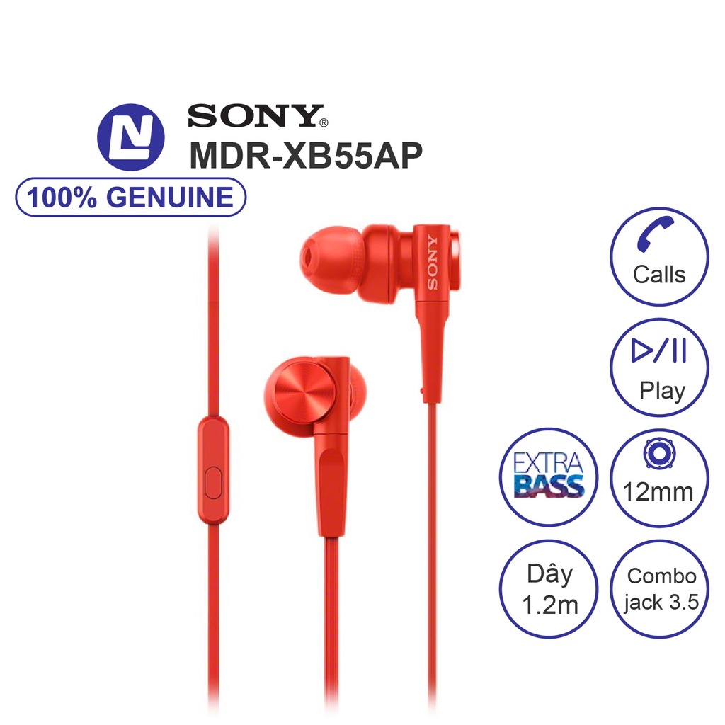 NEW Full Box - Tai nghe nhét tai Sony MDR-XB55AP có dây tăng cường âm bass