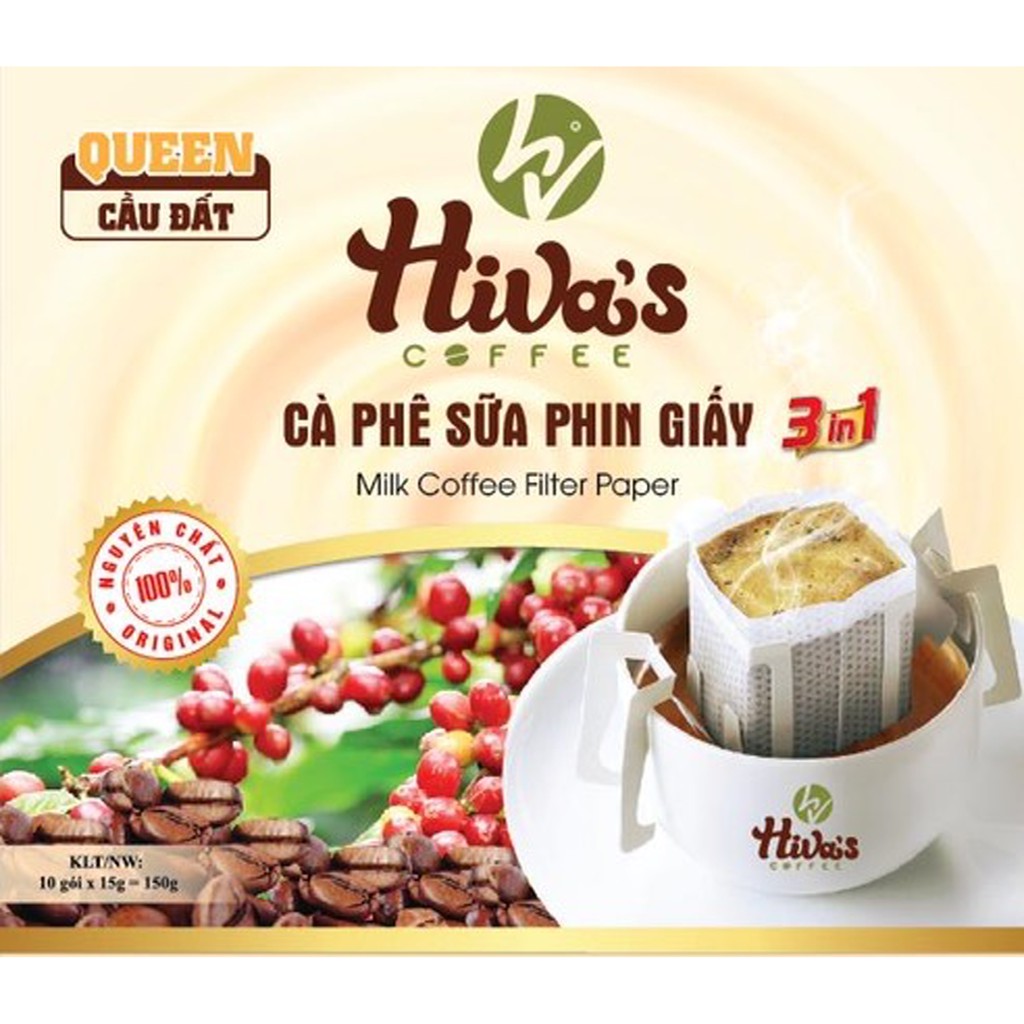 [FreeShip] Cà phê Phin giấy nguyên chất HIVA'S COFFEE- CÀ PHÊ SỮA  hộp 10 gói- Thơm đậm đà hậu vị. Giá tốt tại xưởng | BigBuy360 - bigbuy360.vn