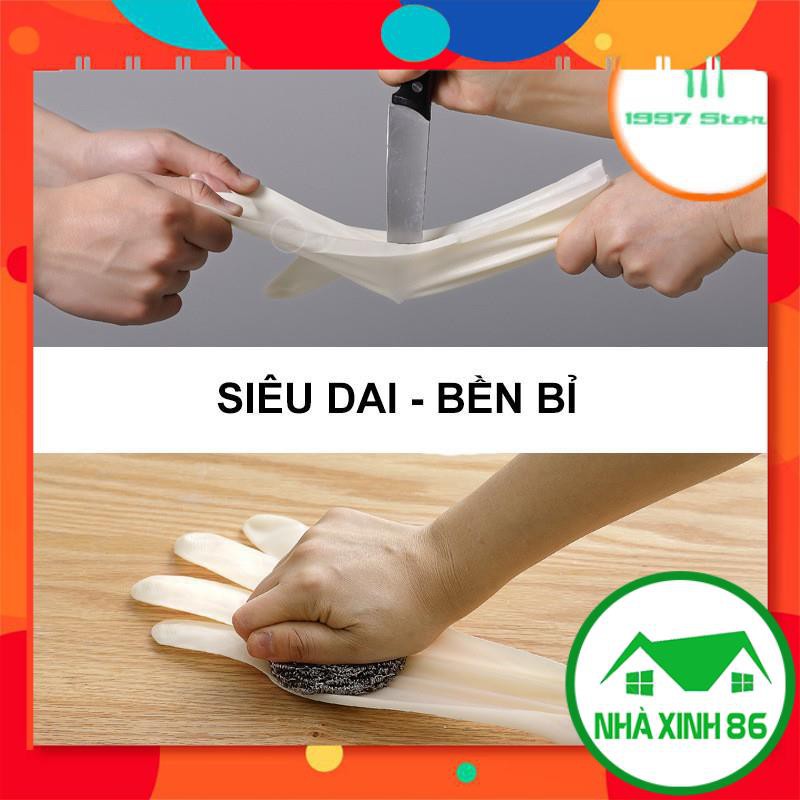 Găng tay cao su siêu bền, siêu dai, siêu mỏng l Gang tay cao su rửa bát siêu dai, rửa được nước nóng, bảo vệ làn da