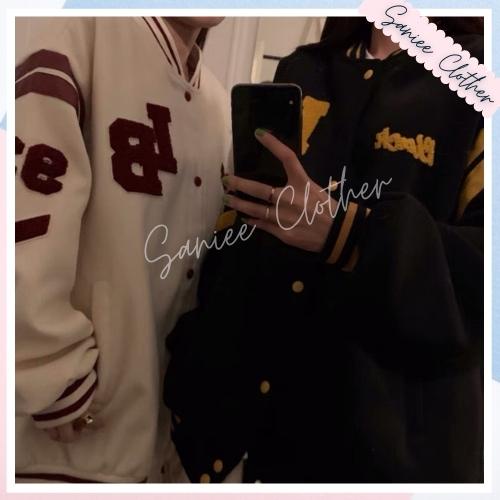 Áo khoác bomber unisex áo varsity jacket nam nữ chất nỉ cúc bấm LB 93 streetstyle Saniee Clother