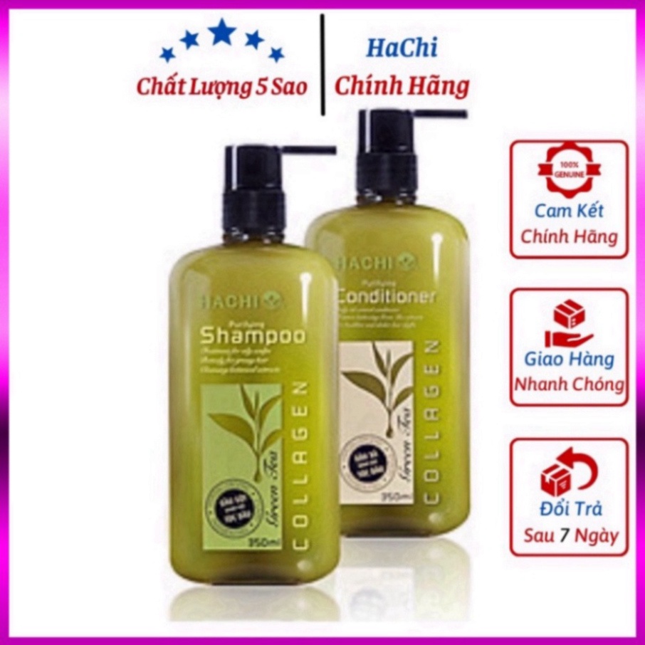 Cặp dầu gội dầu xả TRÀ XANH - dành cho tóc dầu, ngữa bết HACHI - Khắc phục tình trạng dư thừa dầu chiết xuất tự nhiên