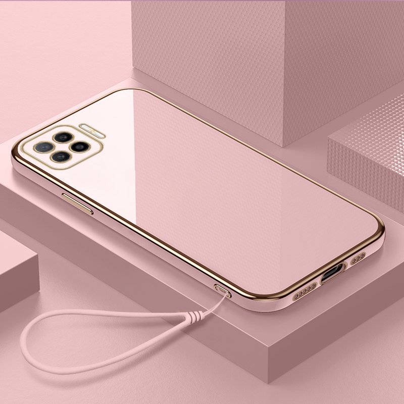 Ốp Điện Thoại TPU Mềm Mạ Màu Macaron Có Dây Đeo Cho OPPO A72 5G / A73 2020 / A76