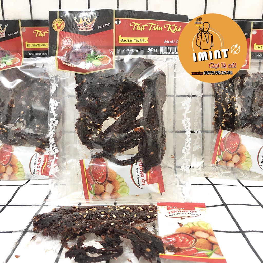 Thịt Trâu Khô Gác Bếp Chuẩn Vị Tây Bắc Gói 50g IMINT FOOD Đồ Ăn Vặt