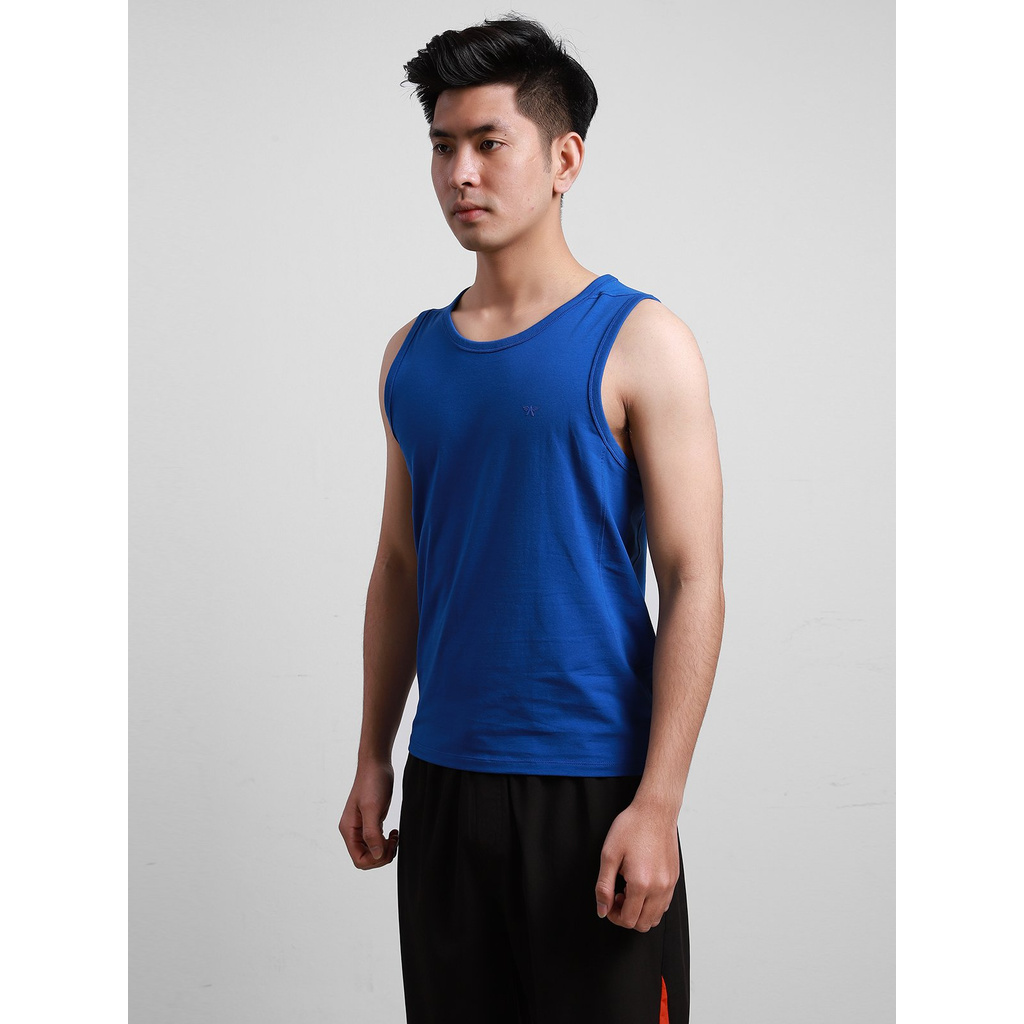 Áo Lót Nam Áo Thun Ba Lỗ Aristino ATT001S8 Màu Xanh Biển Dáng Slim Fit Vải Cotton Mềm Mịn