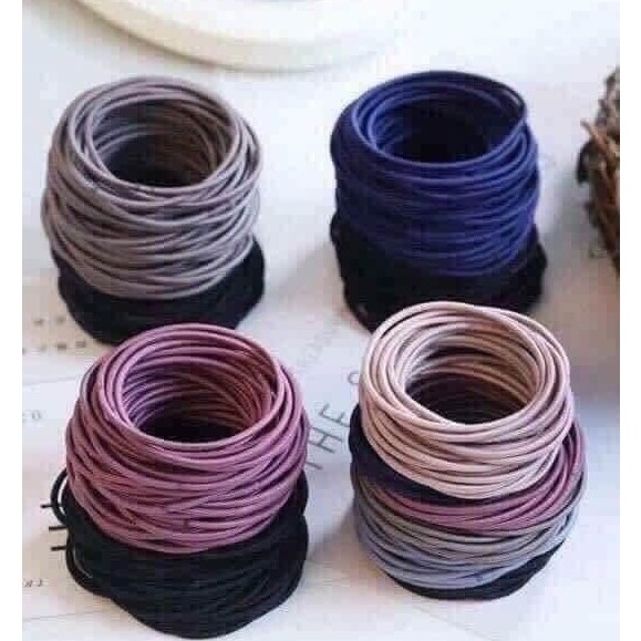 Combo 100 dây chun cột tóc trơn nhiều màu (túi nilon) tốt nhất giá rẻ nhất