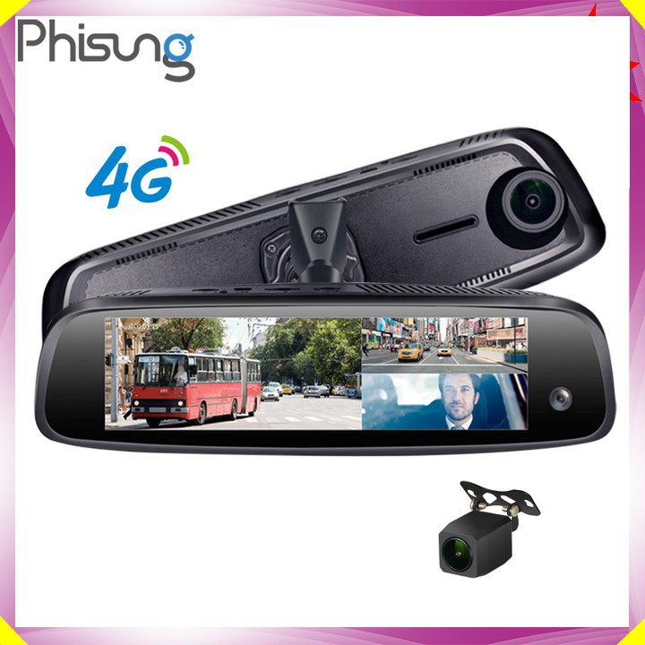 Camera hành trình cao cấp Phisung tích hợp 3 camera, 4G, Android, Wifi - E09-3 - Hàng Nhập Khẩu Chính Hãng