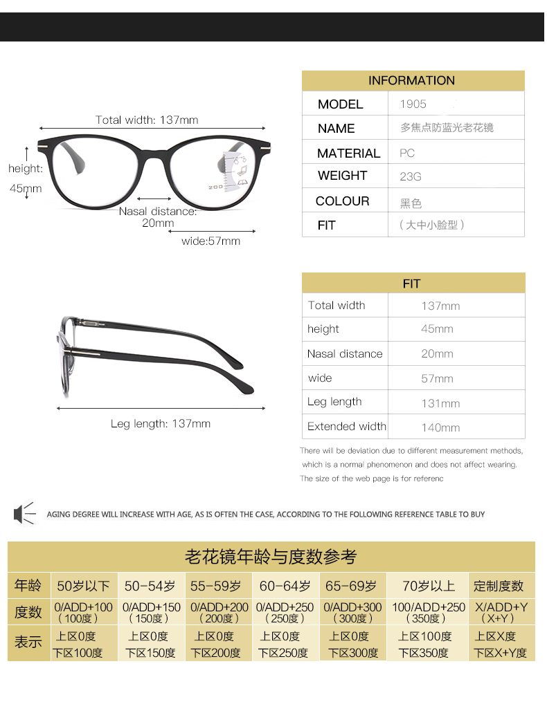 Thời trang Kính viễn thị Chặn ánh sáng Xanh dành cho Nam và Nữ Kính đọc sách có thể nhìn thấy từ xa và gần