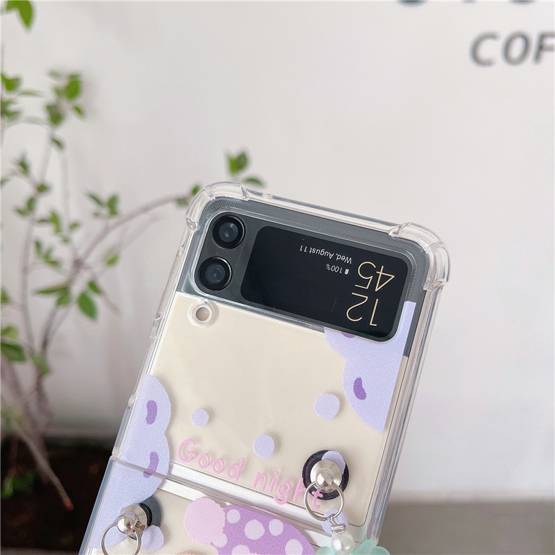 Ốp Điện Thoại Dẻo Trong Suốt Họa Tiết Hoạt Hình Chú Gấu & Cầu Vồng Cho Samsung Galaxy Z Flip 3 5G Samsung Z Flip 4