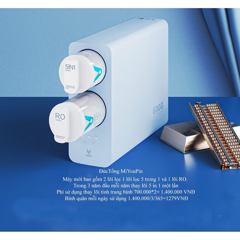 MÁY LỌC NƯỚC TINH KHIẾT XIAOMI VIOMI 600G KÈM ĐO TDS KẾT NỐI MIHOME KÈM VÒI NƯỚC THÔNG MINH FULL TIẾNG ANH
