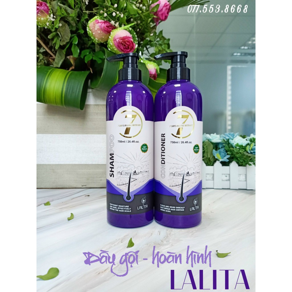 Cặp dầu gội và hoàn hình Collagen LALITA siêu mềm mượt,giảm gãy rụng tóc 750ml