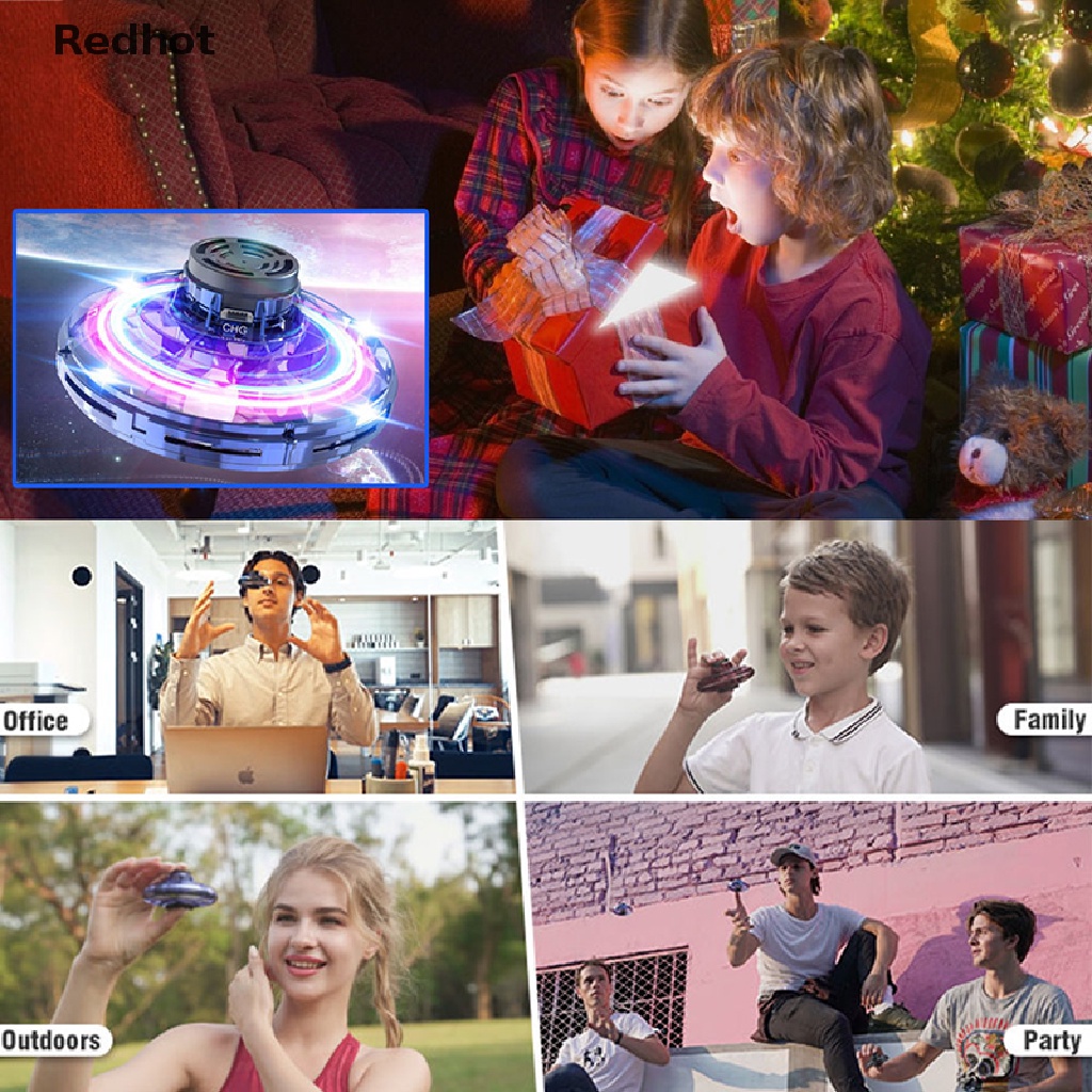 &lt; Redhot &gt; Con Quay Đồ Chơi Spinner Mini Có Đèn LED Loại UFO Nâng Cấp Chuyến Bay
