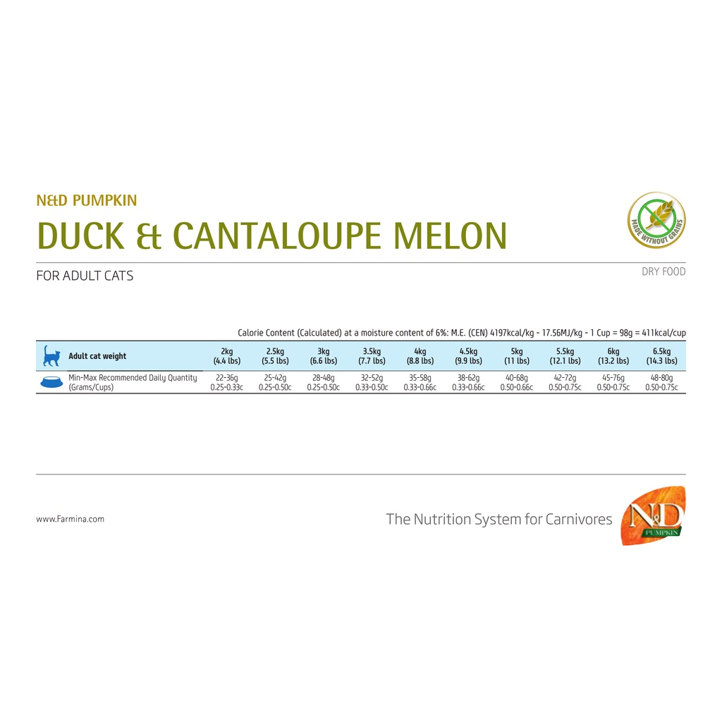 5Kg Seal - Hạt N&D Pumpkin Cho Mèo trưởng thành công thức thịt vịt, bí đỏ, dưa lưới