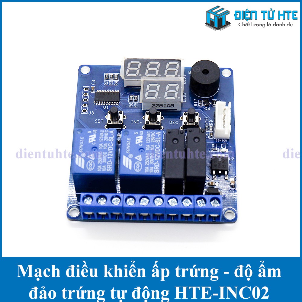 Mạch điều khiển ấp trứng nhiệt độ - độ âm - nhiều chức năng HTE-INC02 [HTE Quy Nhơn CN2]