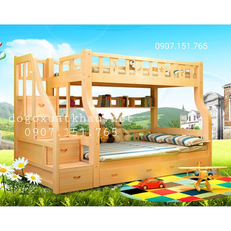Giường tầng gỗ tự nhiên cho bé | BigBuy360 - bigbuy360.vn