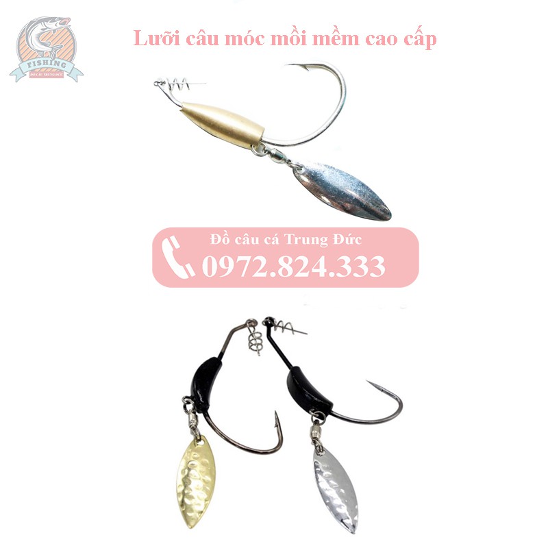 Lưỡi câu móc mồi mềm cao cấp AR15 có thìa xoay câu cá lóc, chẽm