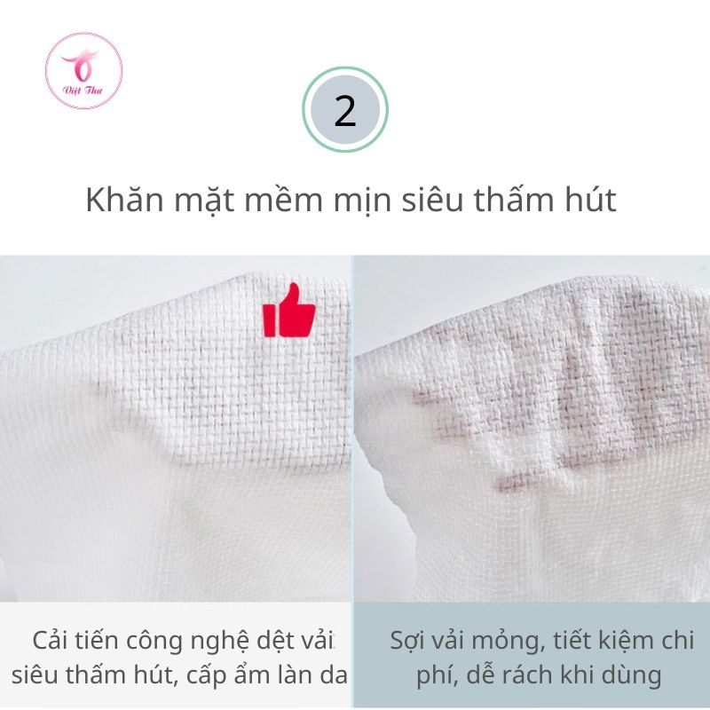 Khăn lau mặt dùng 1 lần dạng nén 100% cotton mềm mịn, kháng khuẩn tốt, bảo vệ làn da khỏi mụn Việt Thư