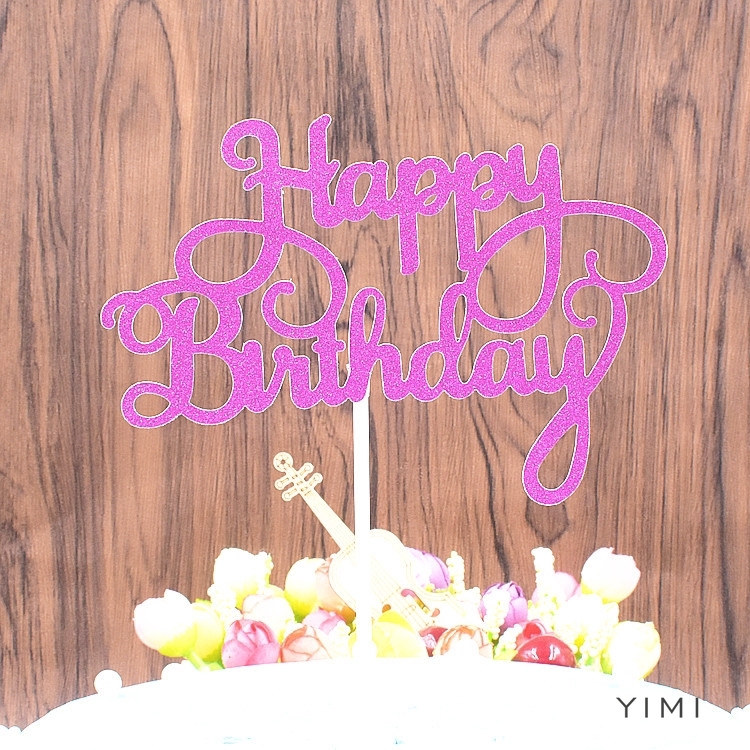 5 màu sắc chúc mừng sinh nhật long lanh giấy topper vàng bạc thư trang trí bánh tráng miệng