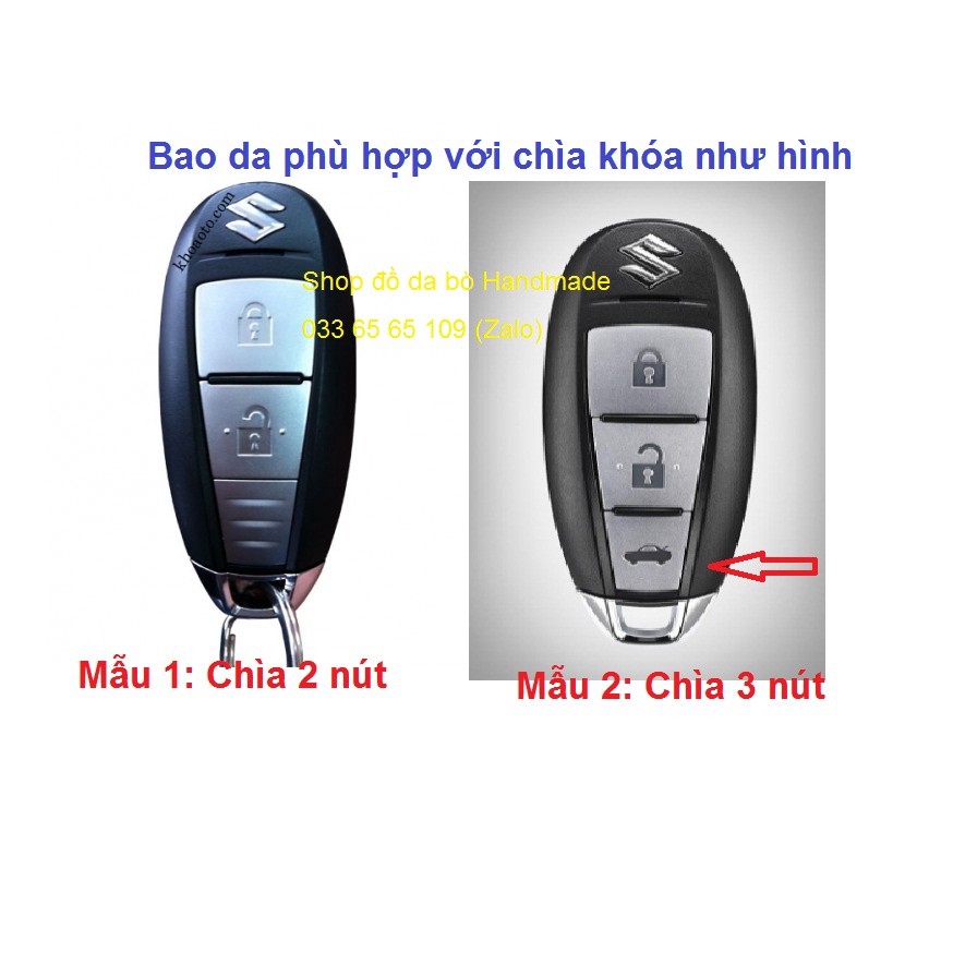 [Suzuki] Bao da chìa khóa Suzuki Swift, Ciaz, Vitara, Ertiga da bò, kèm tặng móc khóa, khắc tên miễn phí, giá gốc