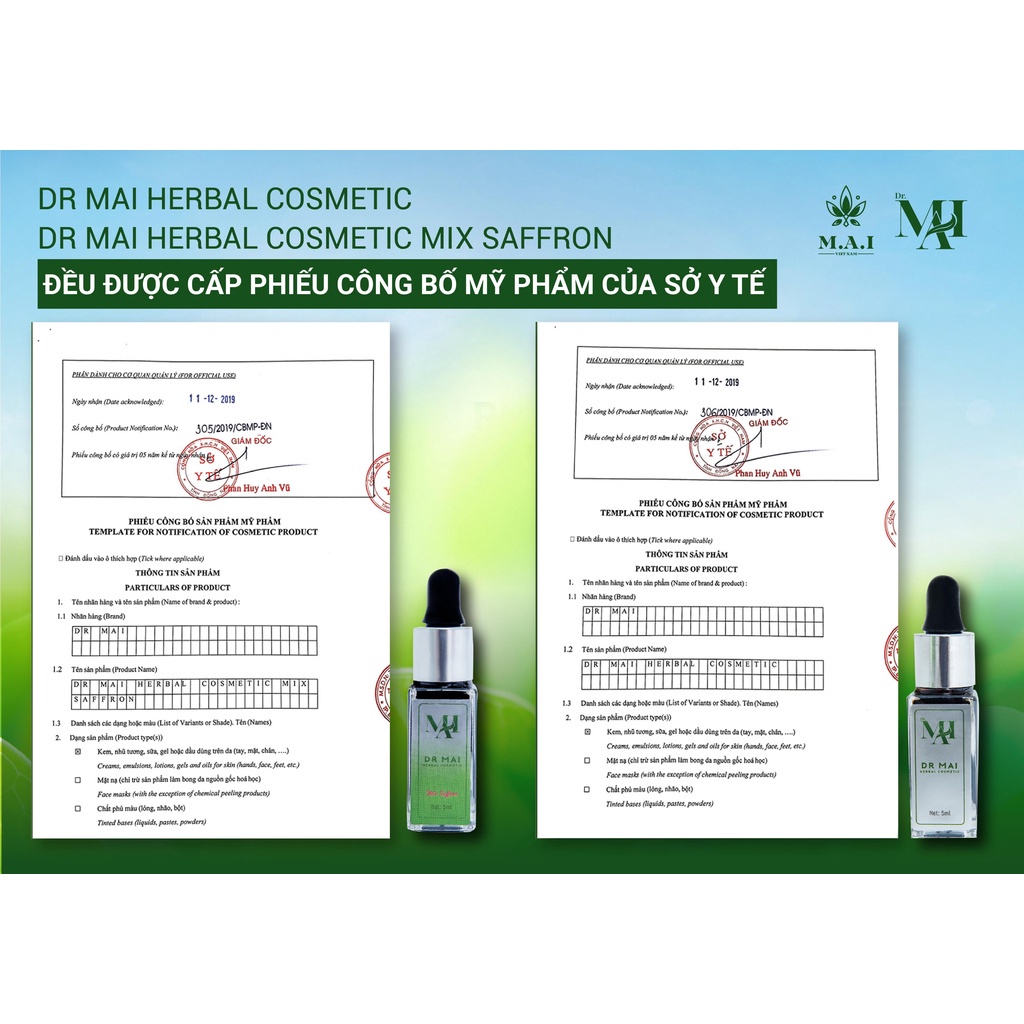 Dr Mai combo 3 hộp serum mụn Dr Mai nguyên chất và mix safron 5ml lựa chọn hiệu quả cho da mụn thâm