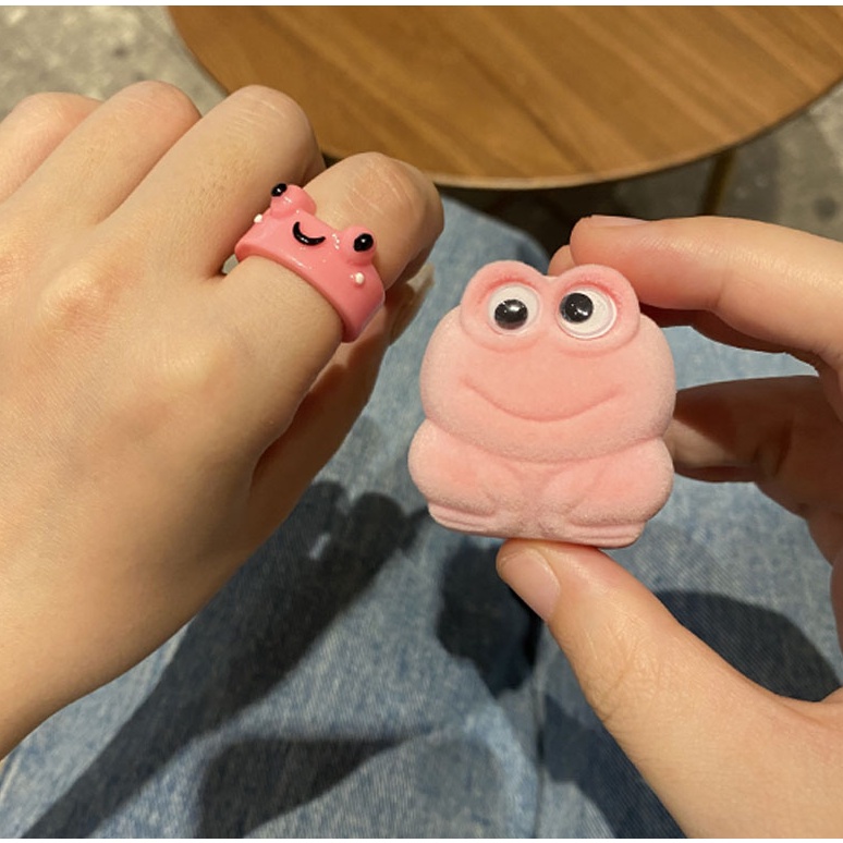 Hộp Nhẫn Nhựa Màu Trơn Hình Chú Ếch Dễ Thương Cho Cặp Đôi