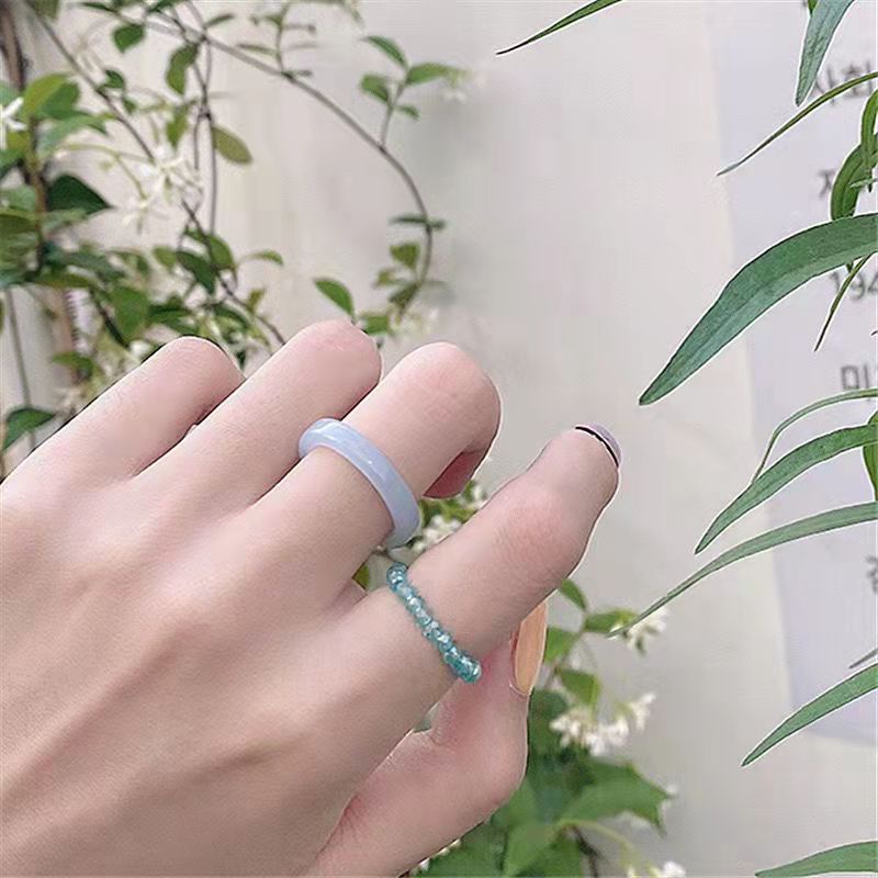 Set Nhẫn Đính Hạt Nhựa Nhiều Màu Thời Trang Cho Nữ