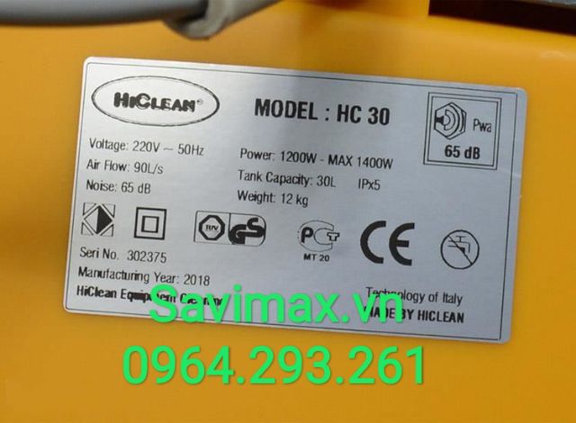 Máy hút bụi nước công nghiệp HiClean HC 30, máy hút bụi cho trường học, máy hút bụi cho nhà xưởng