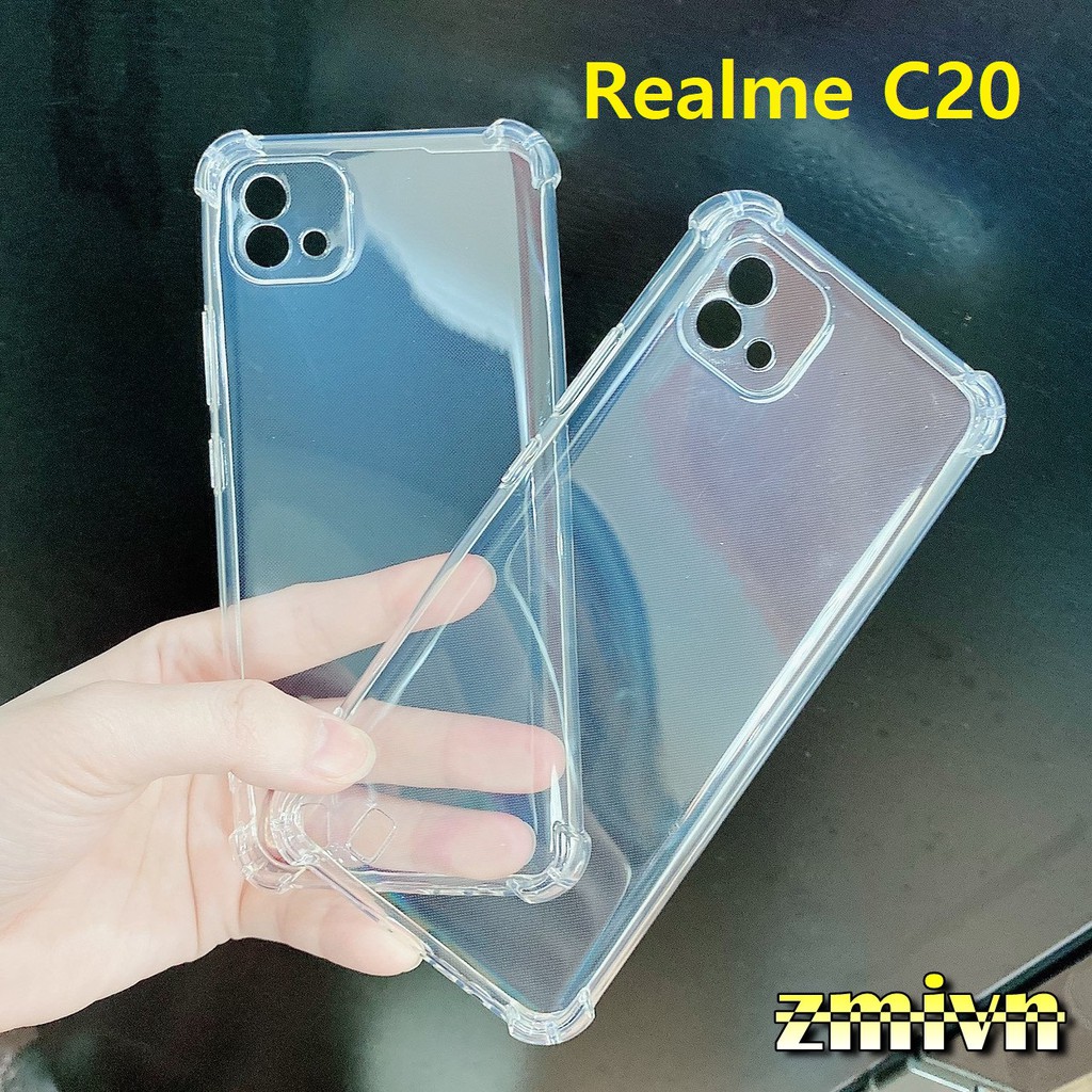 Ốp lưng chống va đập Realme C20 bảo vệ 4 góc silicon trong suốt