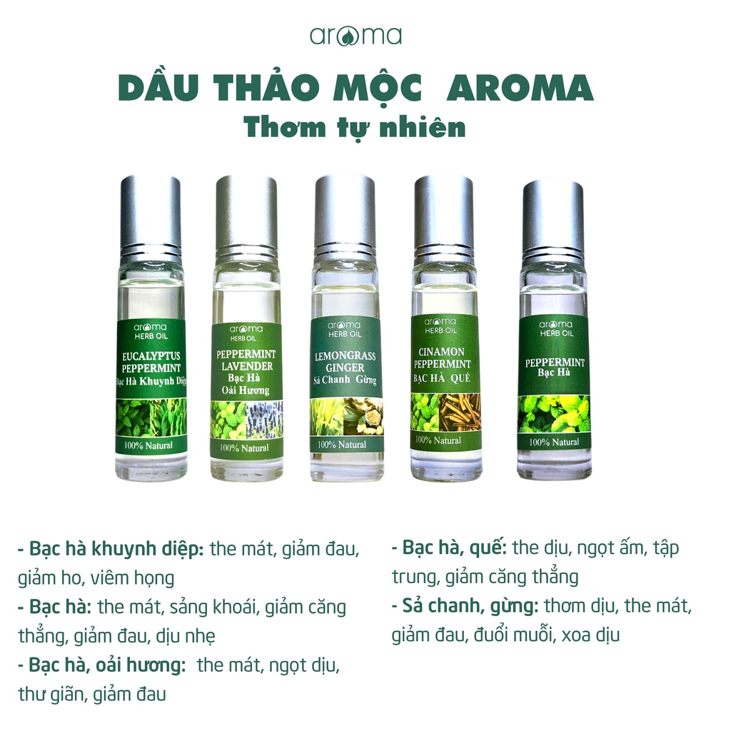 Dầu Lăn Thảo Mộc Bạc Hà Khuynh Diệp Aroma Hương Breath 10ml