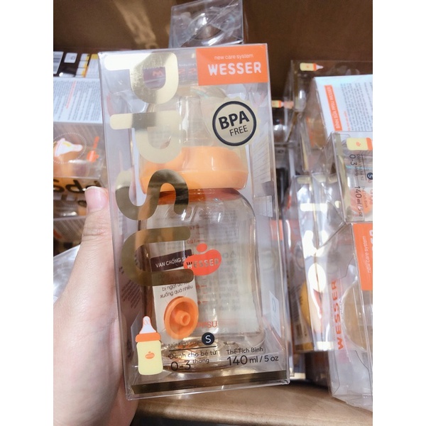 Bình sữa Wesser PPSU 60ml/140ml/250ml cổ hẹp