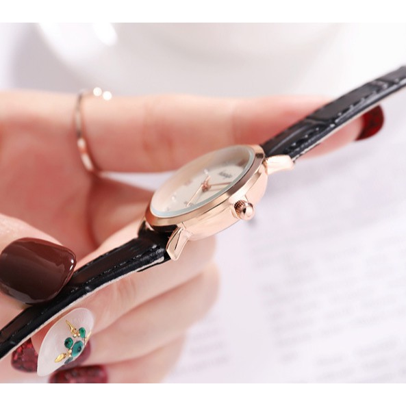 Đồng hồ thời trang nam nữ Kasiqi KD04 dây da mềm đeo êm tay, mỏng chỉ 7mm, 2 màu sang trọng