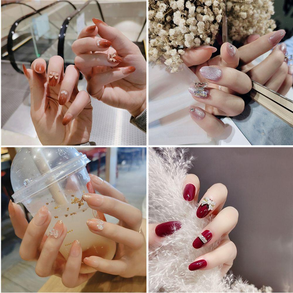 NIUYOU Bộ 24 Móng Tay Giả Hình Bướm Có Thể Tháo Rời