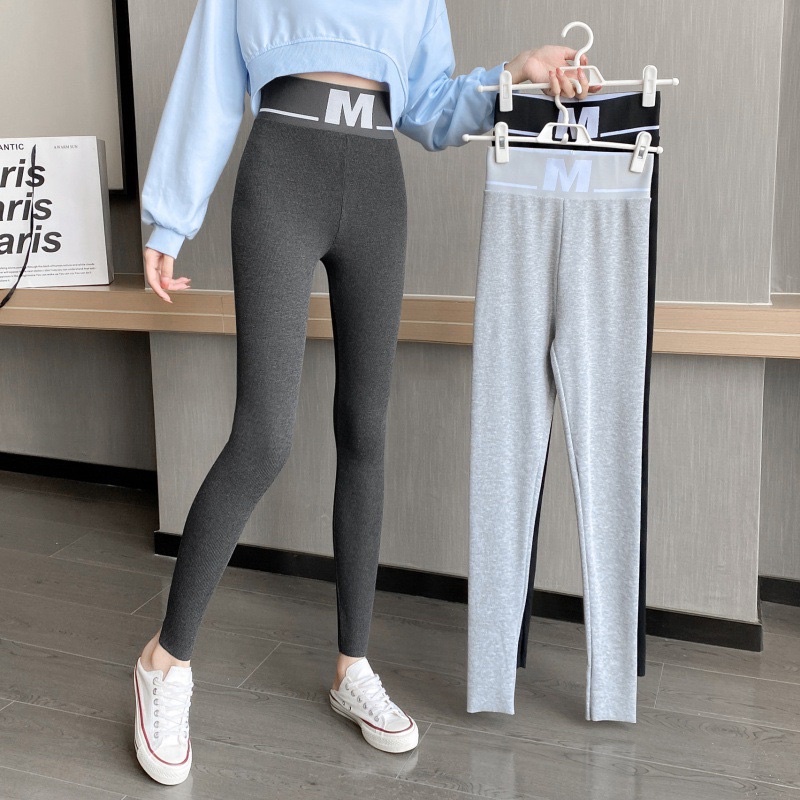 Quần Legging Tăm Nữ Cạp Chữ M Chất Cotton Thon Gọn Thời Trang