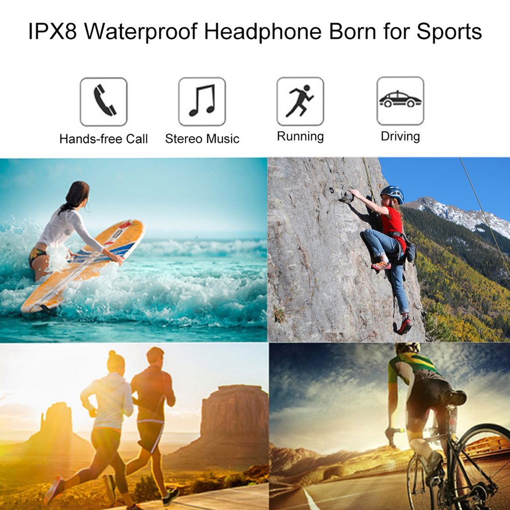 Tai Nghe Bluetooth Thể Thao Pisen Ipx8 Chống Thấm Nước Kèm Mic Thoại