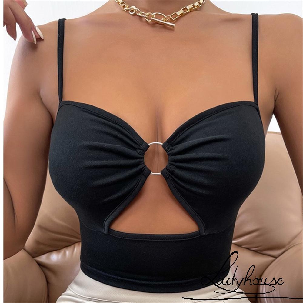 Áo Hai Dây Cổ Chữ V Khoét Sâu Dáng Ôm Gợi Cảm Cho Nữ