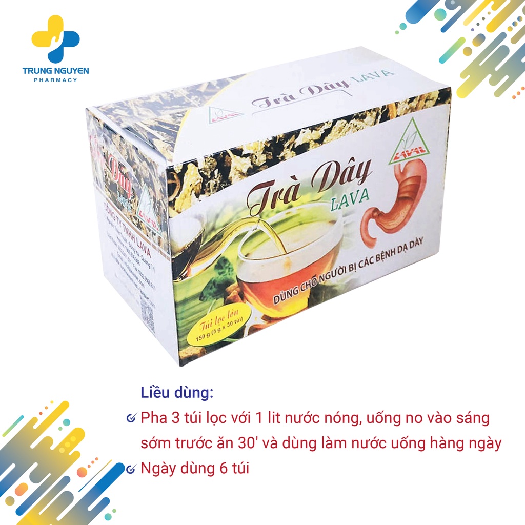 Trà Dây LaVa - Gỉai Pháp Cho Viêm Loét Dạ Dày Và Khuẩn HB - Hộp 30 Gói Túi Lọc