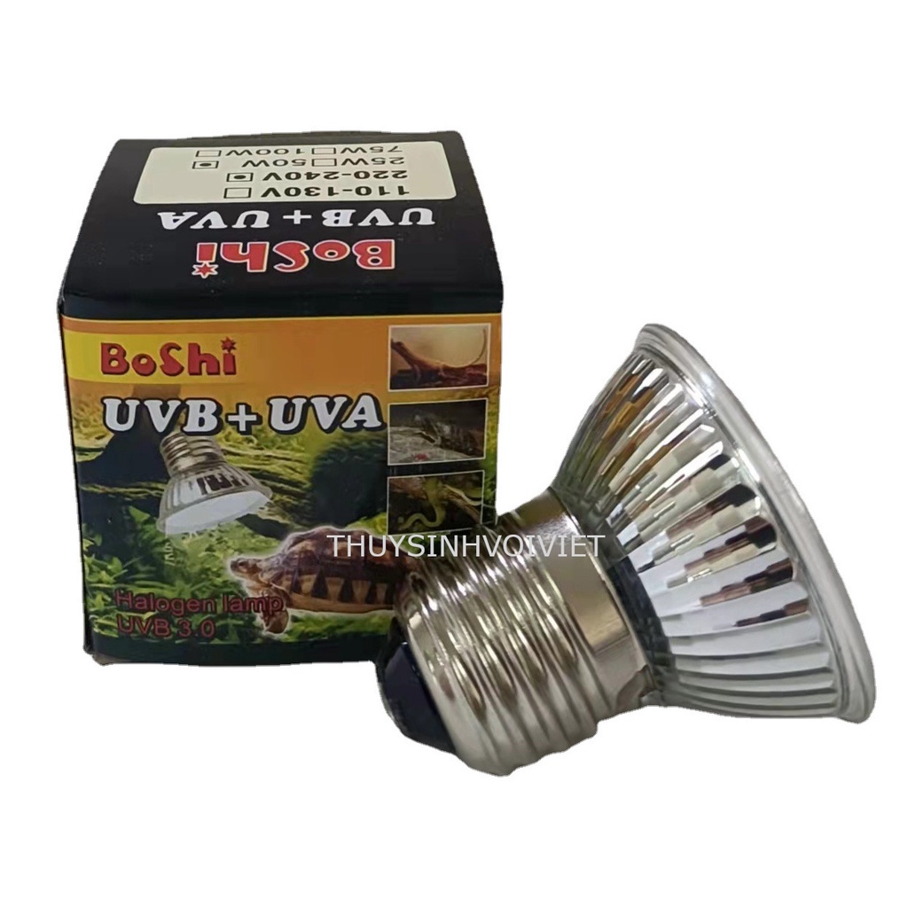 Đèn sưởi ấm UVA UVB cho bể nuôi bò sát, rùa, Iguana công suất 25,50,75W