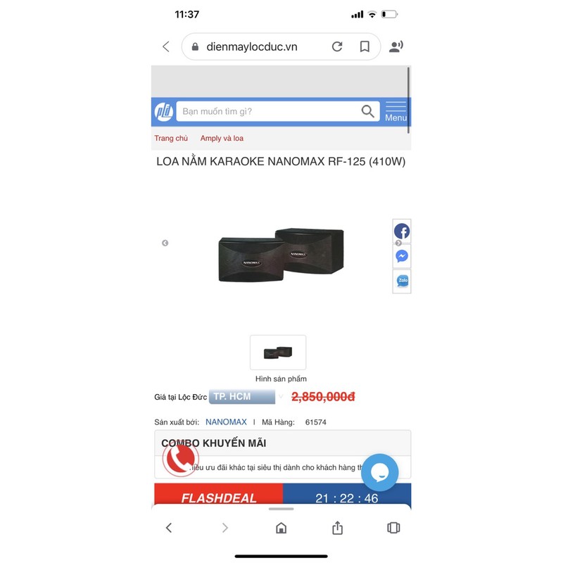 Loa karaoke Nanomax RF 125, bass 25cm chính hãng bảo hành 12 tháng