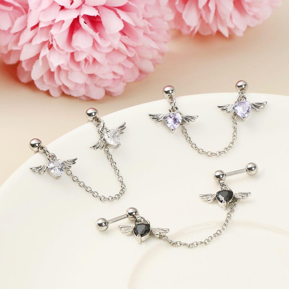 XIANTIN Khuyên Tai Chuỗi Dài 1.2mm Hình Đôi Cánh Thiên Thần