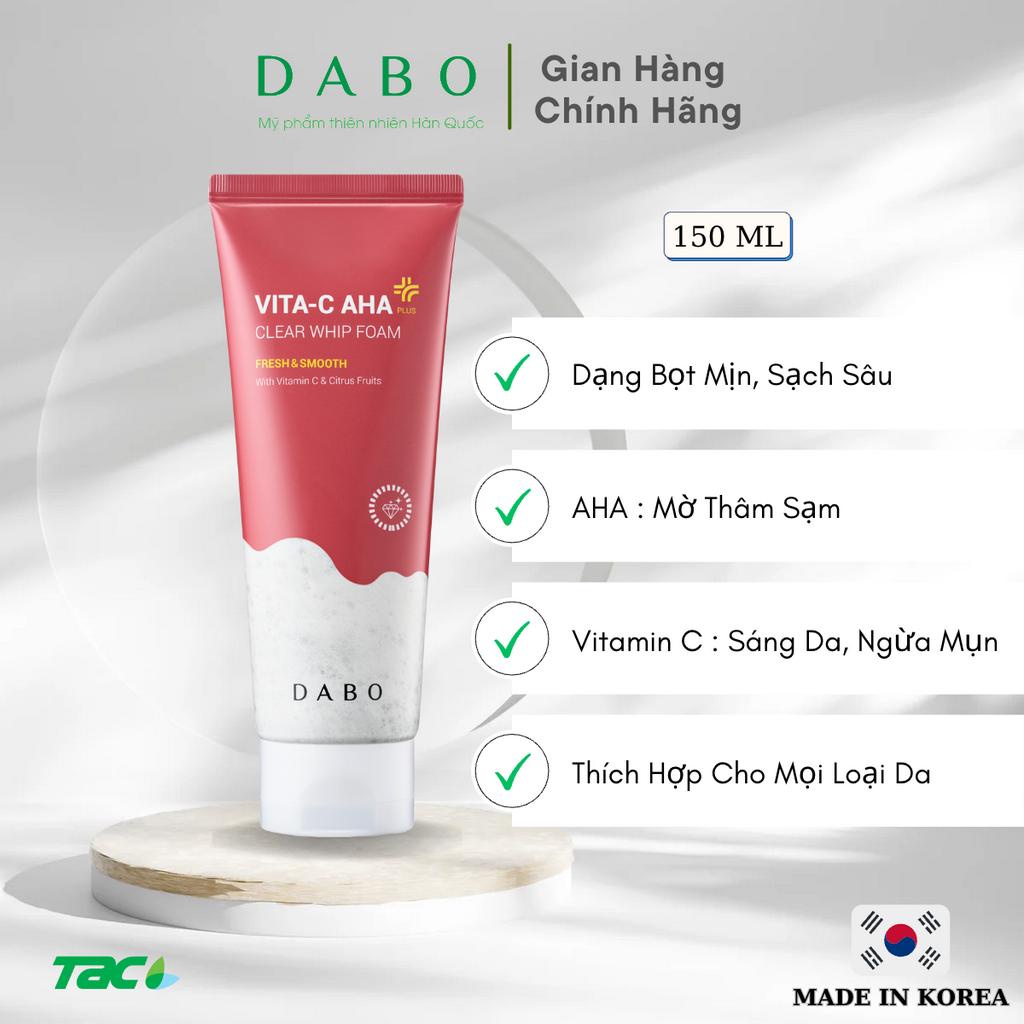 Sữa Rửa Mặt Vitamin C-AHA DABO Làm Sạch Sâu, Sáng Da Whip Foam 150ml