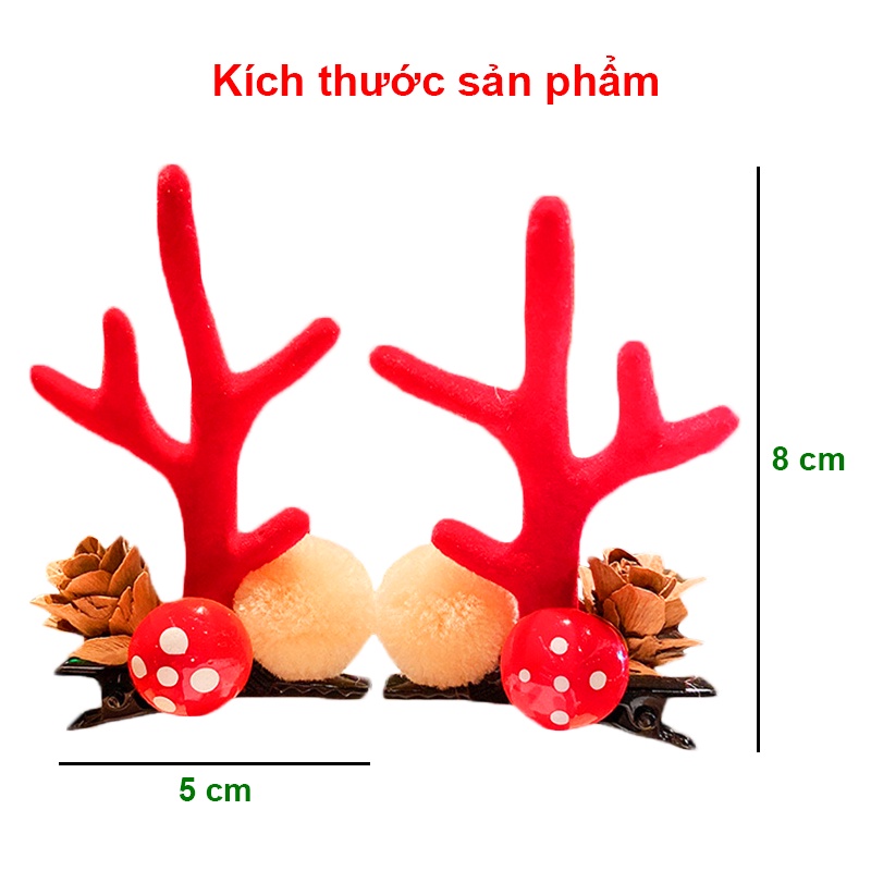Kẹp tóc Noel trang trí lạ mắt BBShine, Set 2 kẹp tóc Giáng sinh sừng tuần lộc đáng yêu (2pcs) – P124