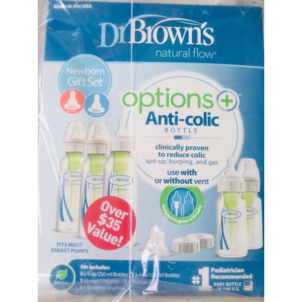 Set 5 bình sữa Dr Brown Options+ cổ hẹp 120ml, 250ml