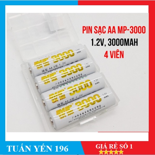 Bộ 4 viên pin sạc 3000mAh hàng chính hãng MP dung lượng cao, có check mã vạch nhà máy sản xuất