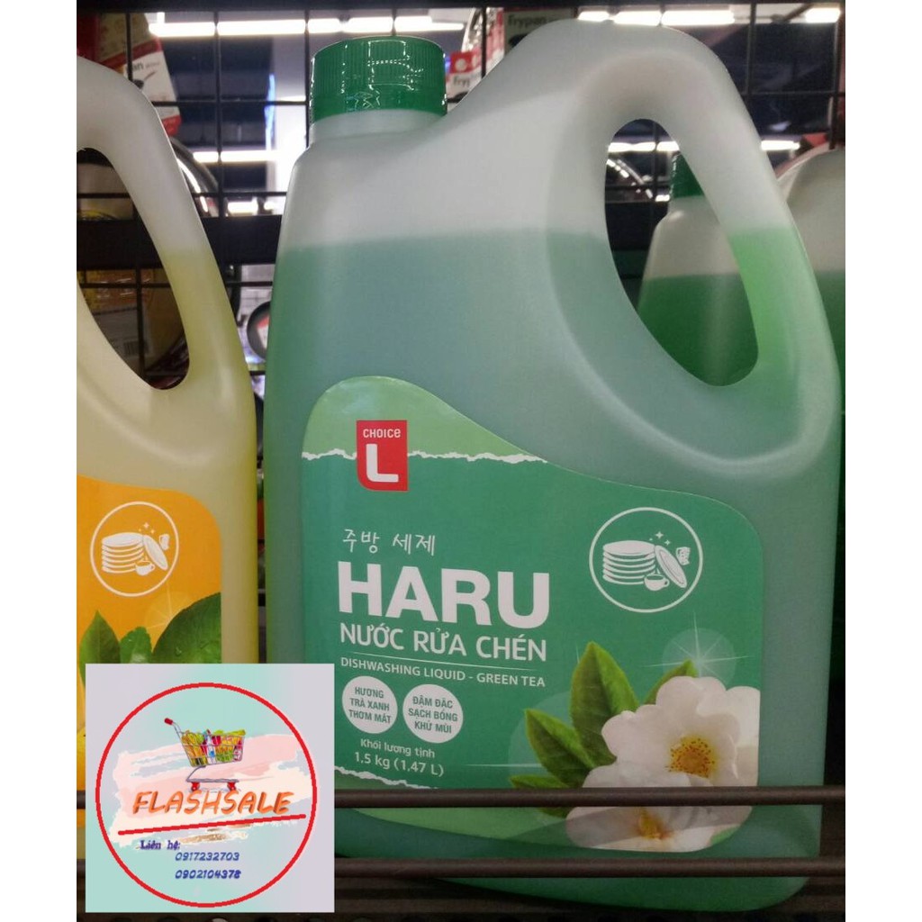 Nước rửa chén Haru Choice L hương chanh/ hương trà xanh 1.5L