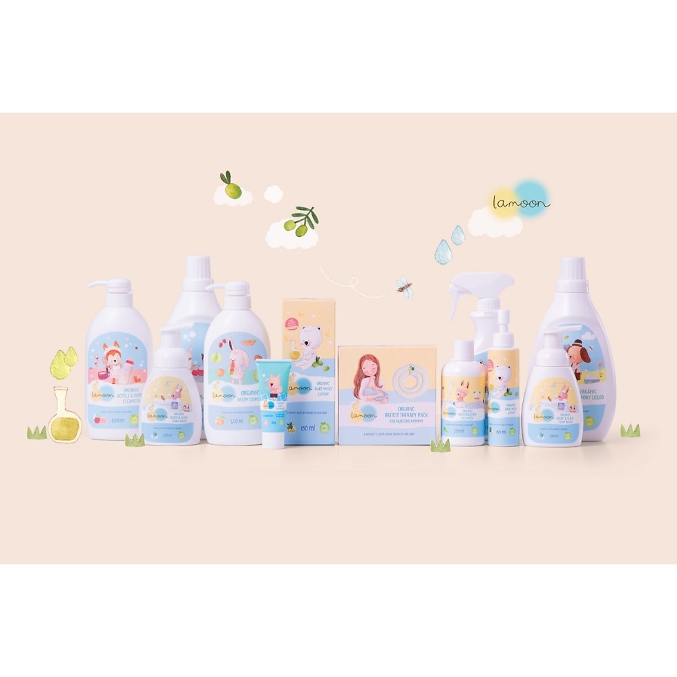 [Mã FMCGM50 - 8% đơn 250K] Sữa tắm gội dưỡng ẩm Organic cho bé dạng gel Lamoon - Bình 250ml