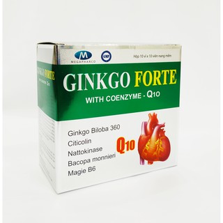 Hoạt Huyết Dưỡng Não Ginkgo Forte With Coenzyme Q10 - Giảm Tai Biến Mạch Máu Não - Giúp Tuần Hoàn Máu Não - Hộp 100 Viên
