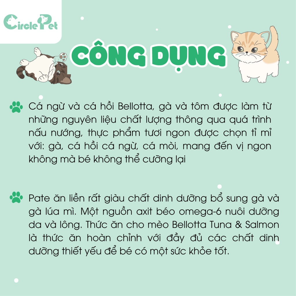 Pate Cho Mèo Bellotta Giàu Chất Dinh Dưỡng Dành Cho Mèo Trên 1 Tuổi Gói 85g - Circle Pet