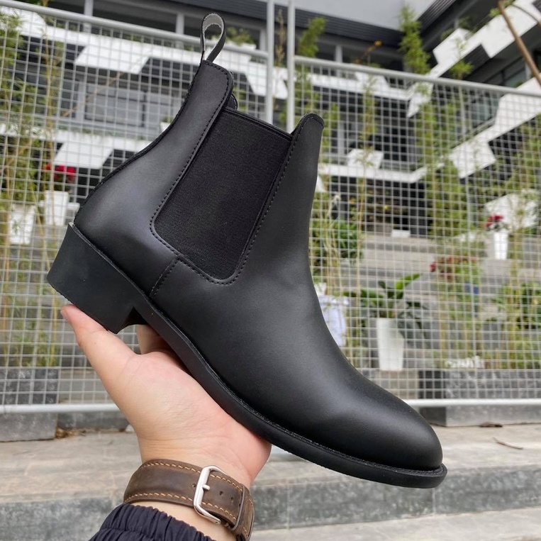 [TẶNG TẤT KHỬ MÙI] Giày Chelsea Boots Da Bóng, Màu Đen độc quyền, hỗ trợ tăng chiều cao bí mật 5cm, dễ phối đồ | BigBuy360 - bigbuy360.vn