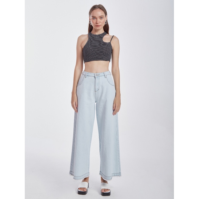 COCO SIN - Áo Croptop Cut Out Sọc Đen