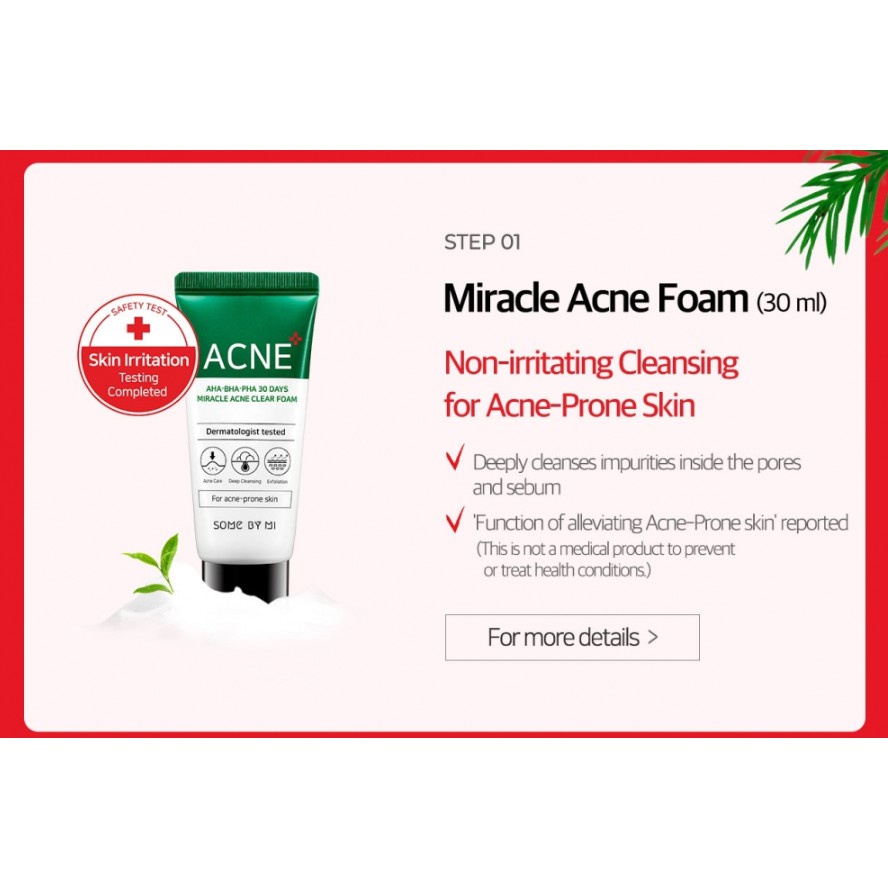 Bộ Dưỡng Hỗ Trợ Giảm Mụn Trong 30 Ngày Some By Mi Miracle AC SOS Kit (4 items) 90g